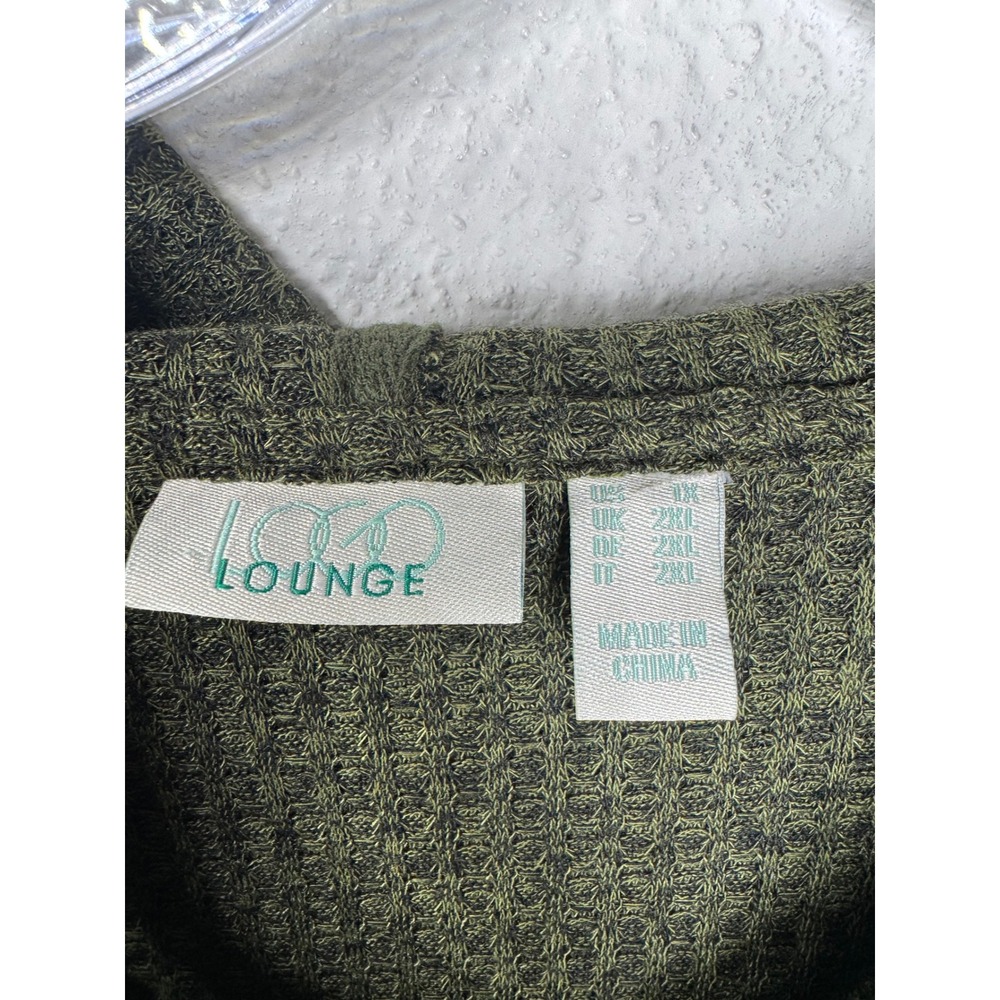 Logo Lounge Womens 1X Olive Green Textured Knit Hoodie Pullover Longline Relaxed - Picture 3 of 7